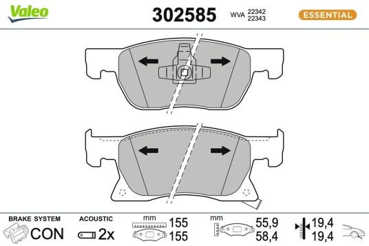 Bremseklosser VALEO 302585