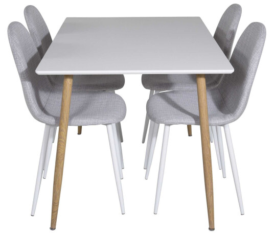 Venture Design Polar & Polar spisegruppe Hvit/grå 4 st stoler & bord 120 x 75 cm