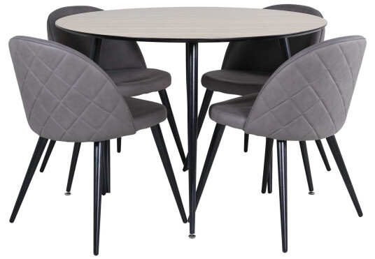 Venture Design Silar & Velvet spisegruppe Grå/natur 4 stoler & bord 100 cm