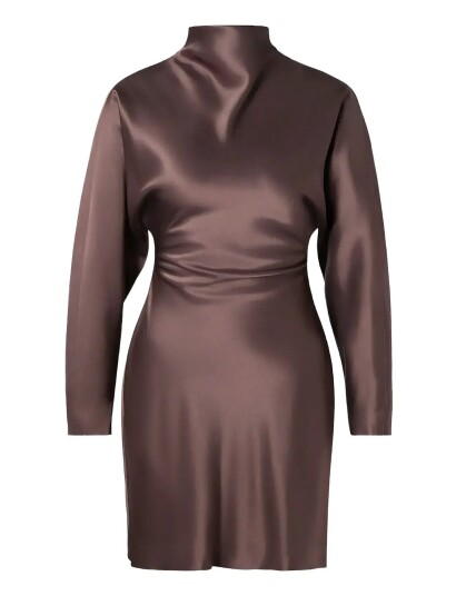 Malina Zora Barrel Long Sleeve Mini Dress   Brown   40