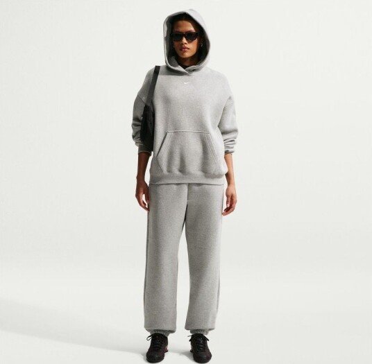 Nike Treningsbukser Studio Fleece Grå Oversized Cuffed   Grå/Seil Kvinner størrelse XX Large