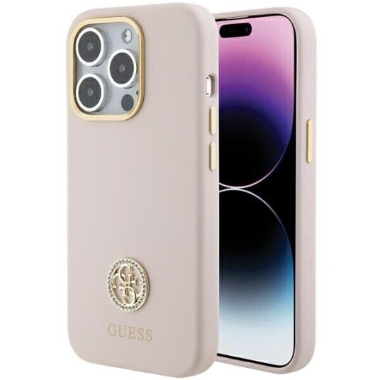 Guess Iphone 15 Pro Deksel Liquid Silicone Metal Logo Rosa