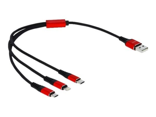 Delock 3 in 1 kun lade-kabel - Lightning / USB - 30 cm