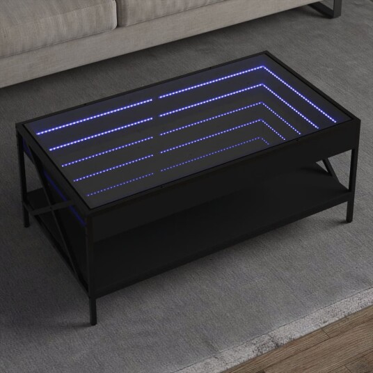 Salongbord med Infinity LED svart 90x50x38 cm 847707