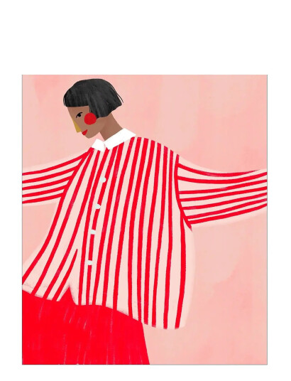 Poster & Frame Bea Muller - The Woman With The Red Stripes - Pink - 70X100CM
