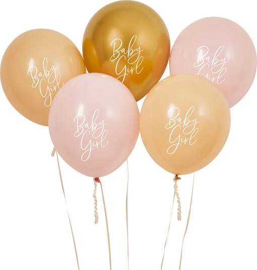 Club Green Hootyballoon Ballonger Baby Girl Gull Rosa 5-pakning HBBS210