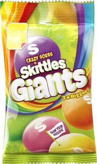 Skittles Giant Crazy Sours Tyggepastiller med Forskjellige Sure Fruktsmaker 116 gram