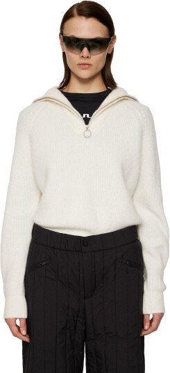 J.Lindeberg Finja Knitted Zip Sweater Dame Whisper White M