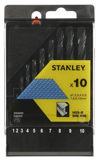 Stanley HSS-R Metallborsett 1-10mm 10 deler for Elektroverktøy