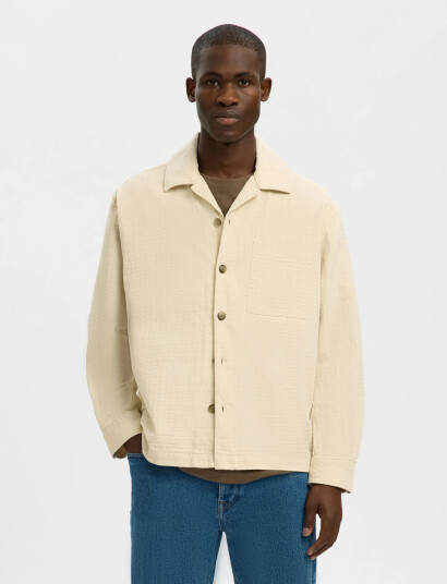 Selected Slhrlxray Undyed Overshirt   Yellow   L
