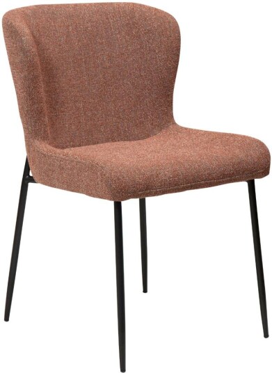 Glam Dan Form spisestuestoler bouclé bordeaux.