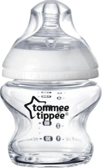 Tommee Tippee 150ml Glassflaske for Nyfødte - Hvit Tommee Tippee 150ml Glassflaske for Nyfødte - Hvit