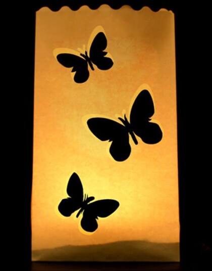 Sommerfugler 10 stk Poselanterner for Telys 26x15 cm Sommerfugler 10 stk Poselanterner for Telys 26x15 cm