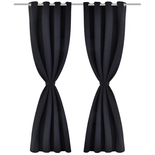 Vidaxl Energisparende Gardiner Med Metallringer 2 Stk Svart 135 X 245 Cm