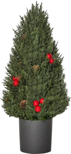 Northio Juletre 50 Cm Sypress Med 7 Røde Bær Og 6 Kongler Kunstig Gran Pvc Pe Grønn Northio Juletre 50 Cm Sypress Med 7 Røde Bær Og 6 Kongler Kunstig Gran Pvc Pe Grønn