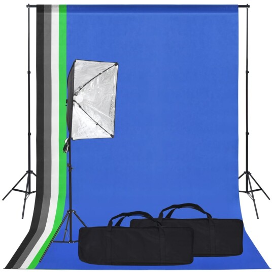 vidaXL Fotostudiosett med softbokslys og bakgrunn vidaXL Fotostudiosett med softbokslys og bakgrunn