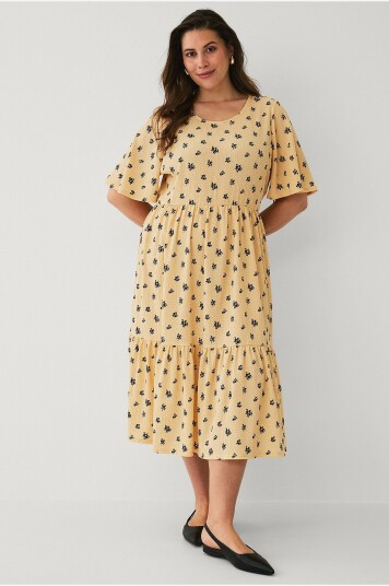 Ellos Plus collection   Kjole med volanger   Gul