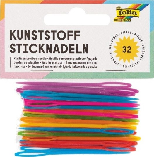 Folia Plastnåler Til Brodering 32 Fargerike Nåler