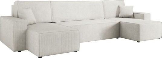 Hobson Sovesofa med Dobbel Sjeselong 4 seter i Plysj Hvit