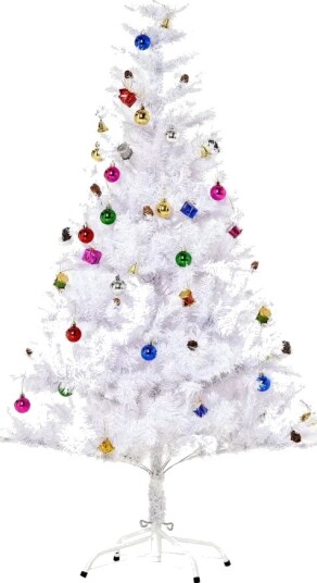 Northio Juletre Kunstjuletre 150Cm Med Stativ Inkludert Dekorasjon (150Cm, Hvit/Juletre)