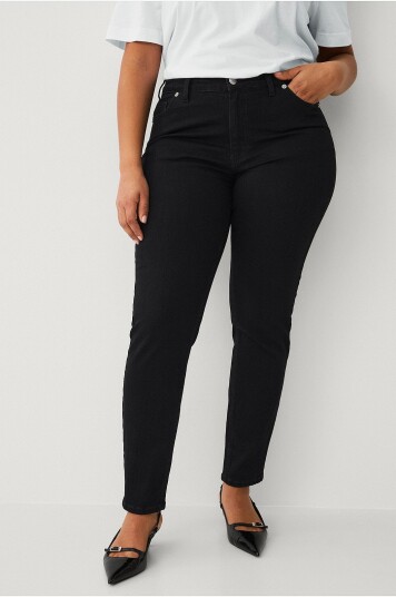Ellos Plus Collection slim jeans med høy midje Svart
