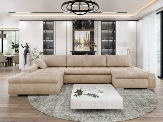 Gammel Sovesofa Dobbel Divan 4 Seter   Beige
