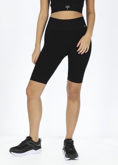 Ellen New York High Waist Rib Seamless Short Tights Black Xs/S Treningsshorts