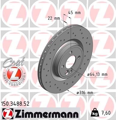 Bremseskive ZIMMERMANN 150.3488.52