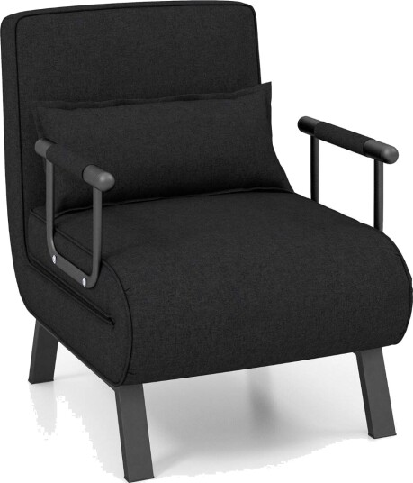 Lenestolseng med sengefunksjon sammenleggbar sofa sovesofa med justerbar rygg og avtagbar pute svart