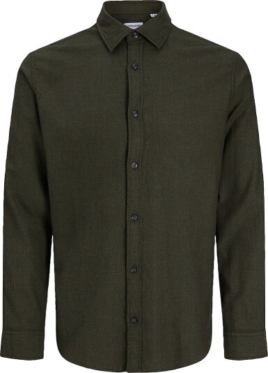 Jack & Jones Plus Skjorte Jjefield Melange Shirt Ls Sn Pls Grønn