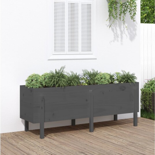 Høybed grå 160x50x57 cm heltre gran