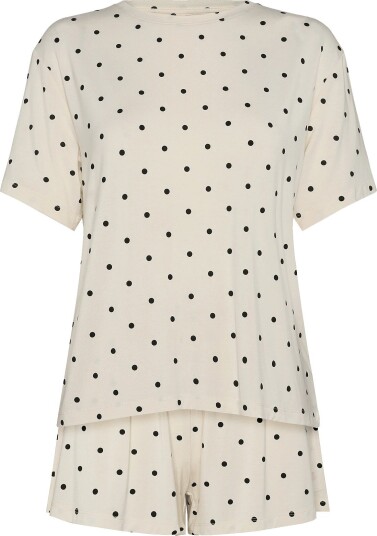 Hunkemöller Pj Ss Short Jersey Loose Print Cream XXL