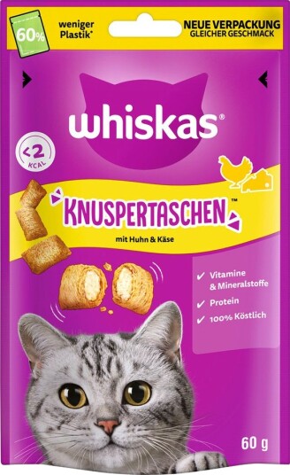 Whiskas Crunchy Pockets Sparepakke & Ost Kylling 6 X 60 G
