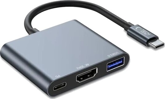 Tech Protect V1 USB C Hub 3in1 HDMI 4K PD100W grå Tech Protect V1 USB C Hub 3in1 HDMI 4K PD100W grå