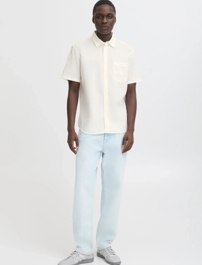 Blend Bhbay Linen Ss Shirt Pp Noos Cream M