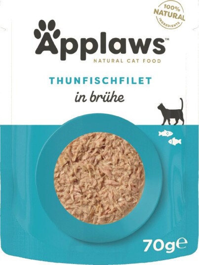 Applaws våtfôr Cat Natural i buljong Tunfiskfilet med laks 24 x 70 g