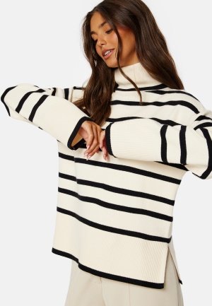 VERO MODA Saba LS Rollneck Pullover Birch Stripes:Black XS