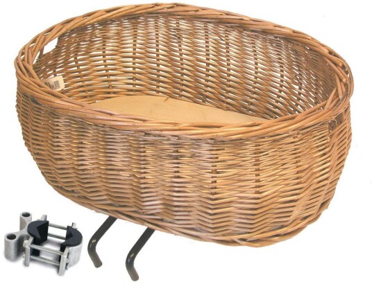 Basil Pluto Frontkurv For Bagasjebærer Til Kjæledyr + Pute, Flettet, Lakkert Natur (Bas-53007)