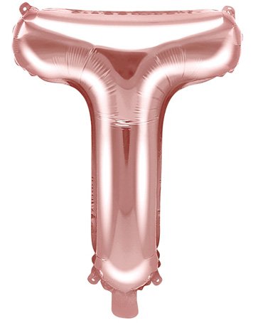 Partydeco Bokstaven T Rosegullfarget 35 cm Liten Folieballong