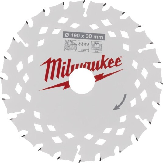 Milwaukee 190 mm Sirkelsagblad Tre Z24 for Elektroverktøy