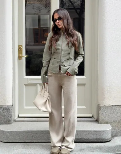 Nelly Grønn Cotton Detailed Jacket