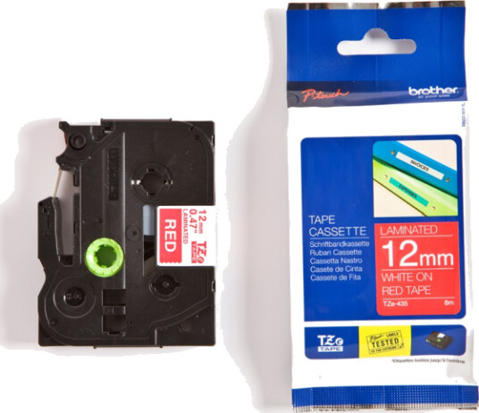 Brother TZe tape 12 mm x 8 m white / red Brother TZe tape 12 mm x 8 m white / red