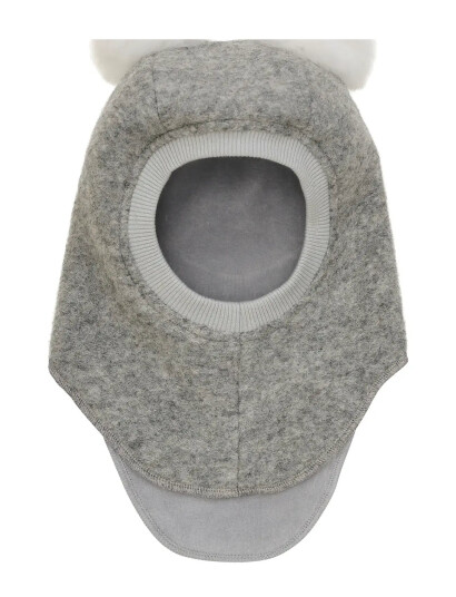 Huttelihut Balaclava Wool Alpaca Pompoms - Grey - 2-4Y