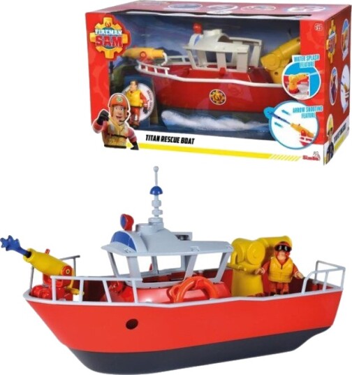 Brannmann Sam Redningsbåten Titan 32 cm med Brannmann Sam figur Brannmann Sam Redningsbåten Titan 32 cm med Brannmann Sam figur