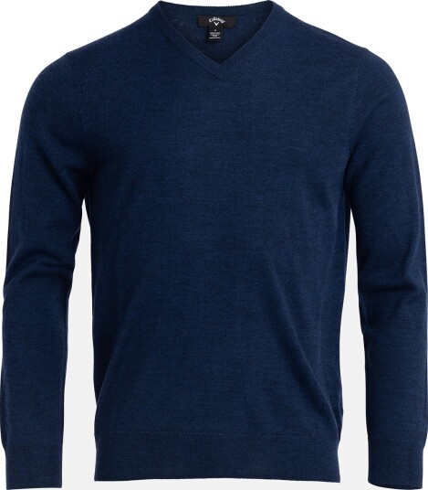 Callaway Ls V Neck Merino Golfgenser herre Dress Blues Heather2 Large