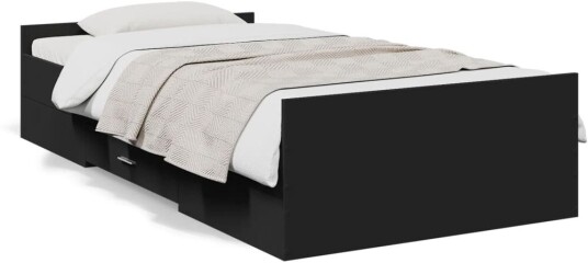 Sengeramme med skuffer svart 90x190 cm konstruert tre 8721102619960