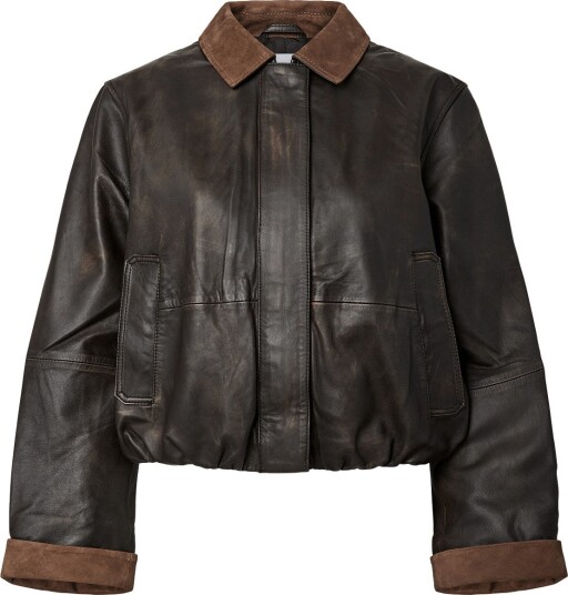 YAS Yasferos Ls Leather Jacket - COFFEE BEAN - 40
