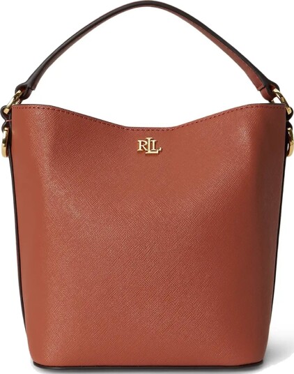 Lauren Ralph Lauren Crosshatch Small Reese Bucket Bag Brown ONE SIZE