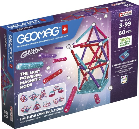 Geomag Glitter Recycled 60 Deler