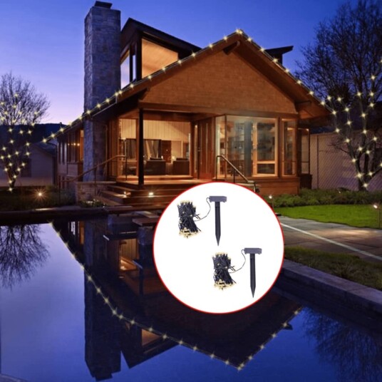 vidaXL Soldrevet LED-lyslenke 2 stk varm hvit